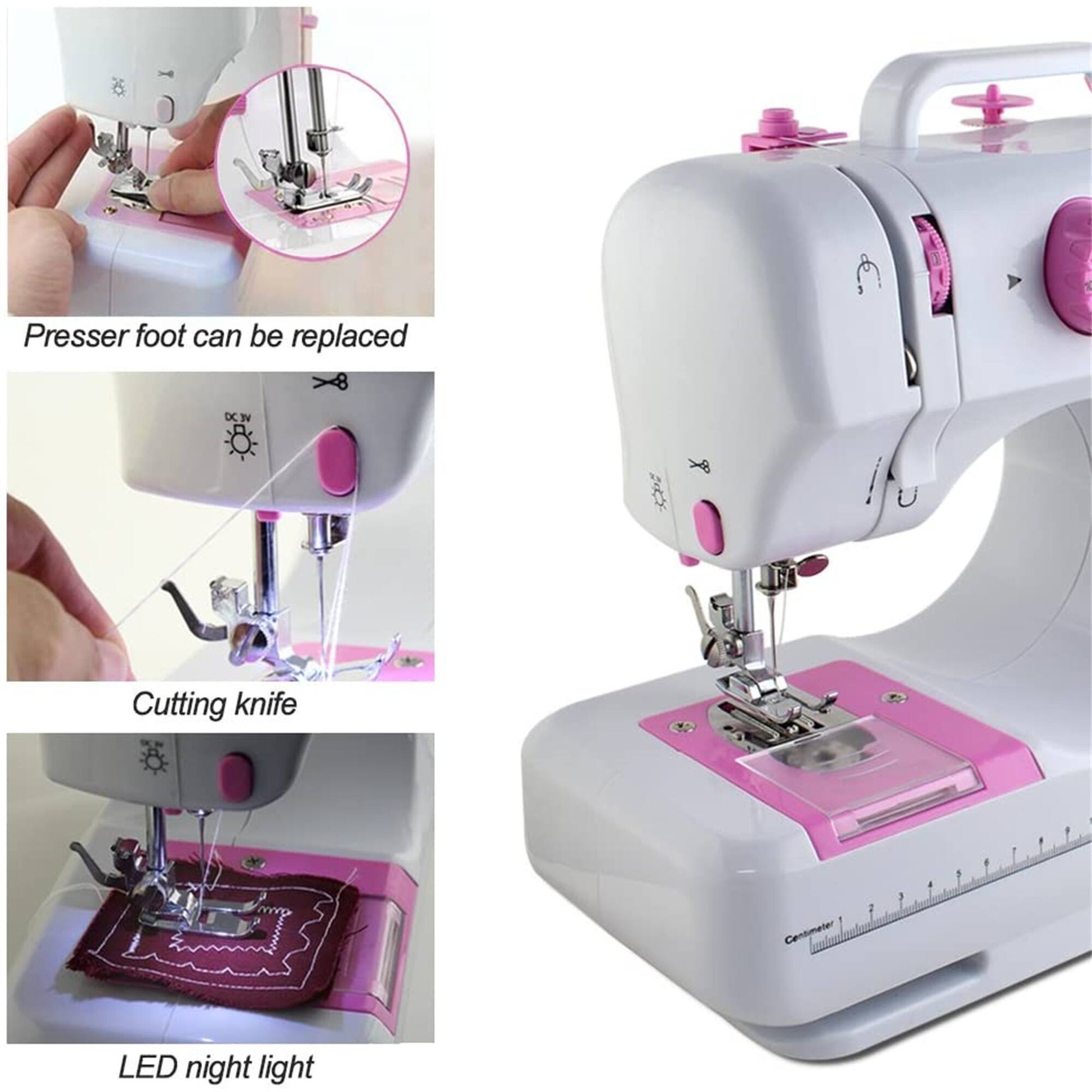 NEX™ Cute Pink Modern Crafting Sewing Machine with 12 Built-In Stitches